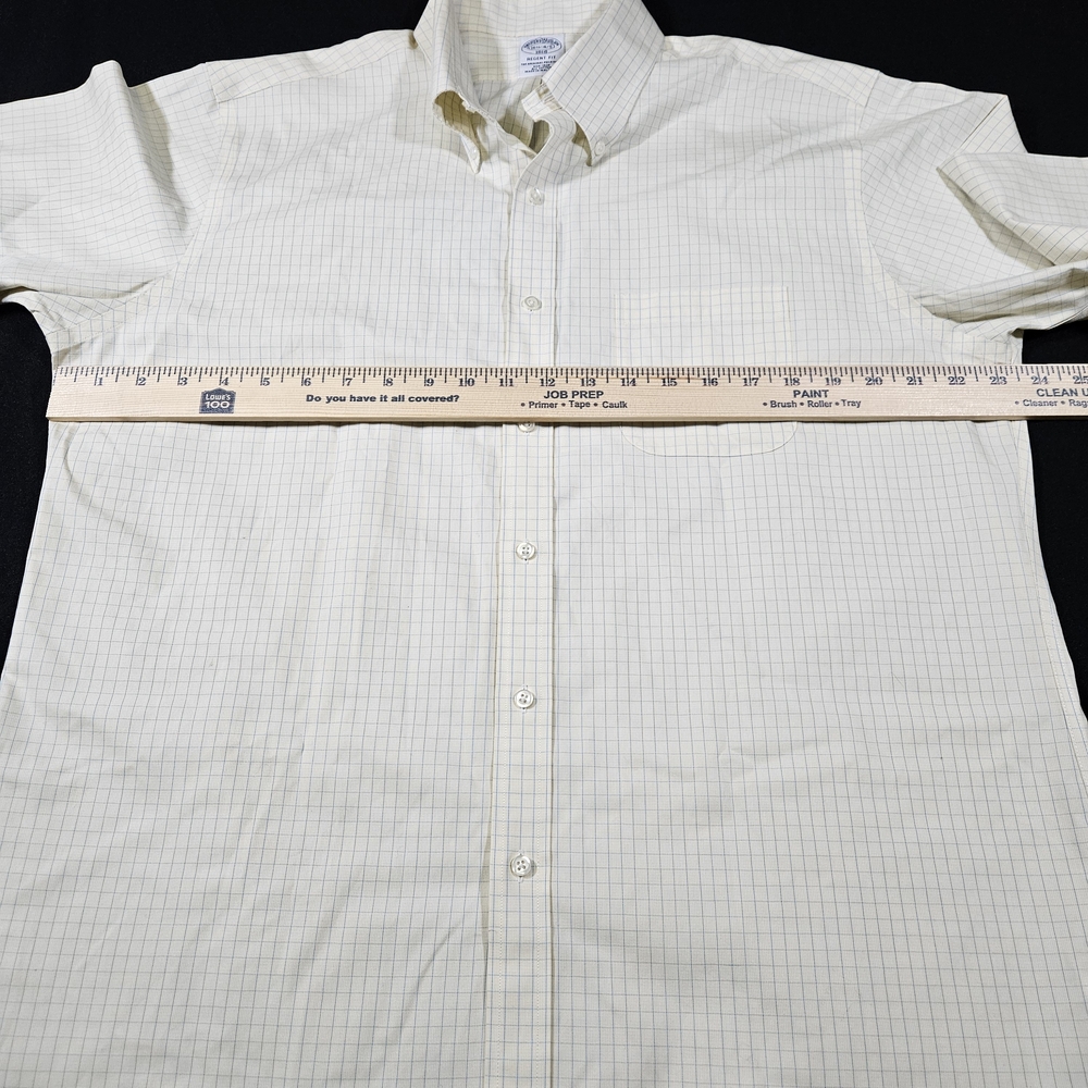 Brooks Brothers Regent Fit Men's LS Button-up Shirt Yellow Check Size 16.5 - Picture 3 of 7